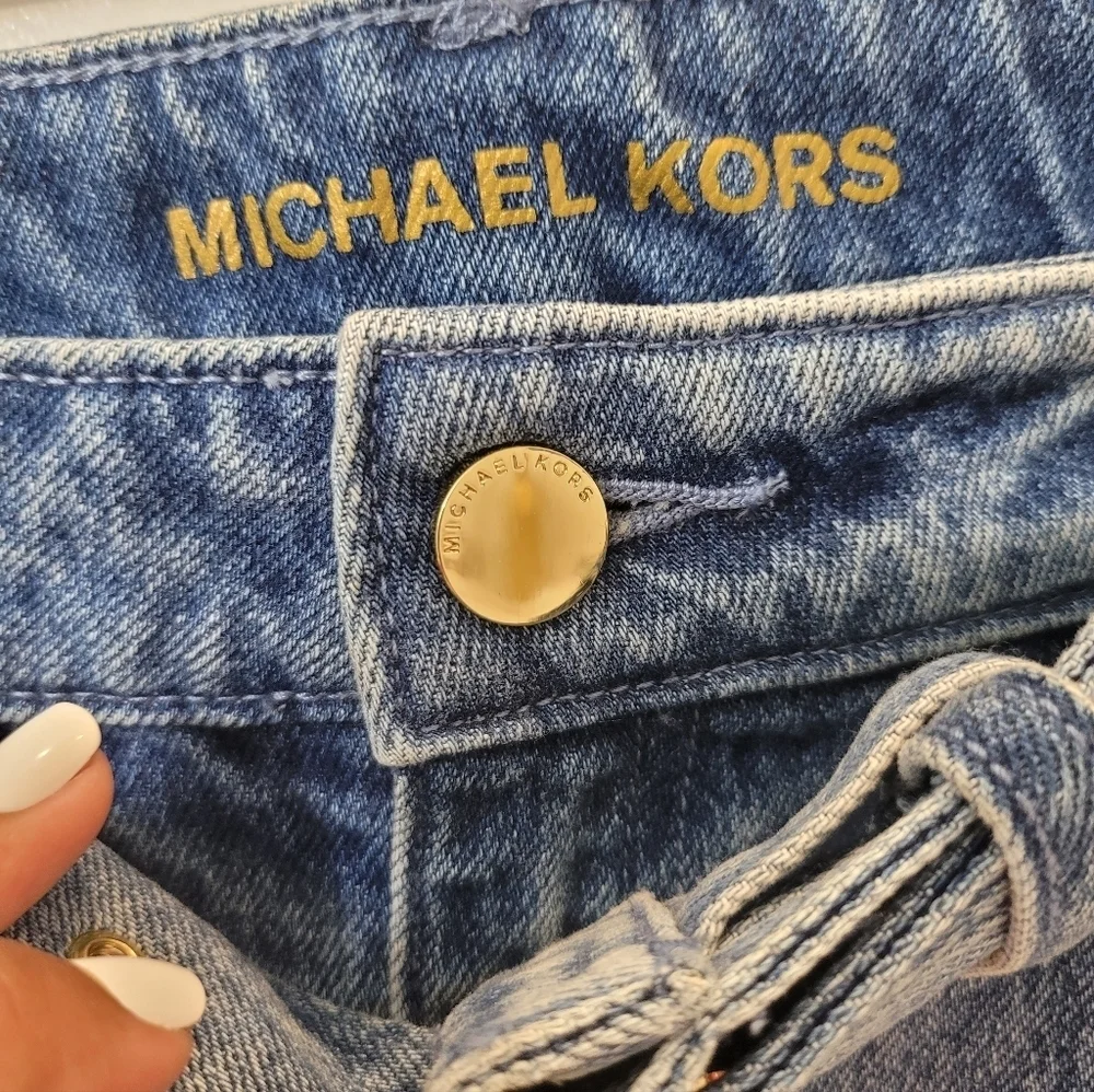 Michael Kors Light Blue Belted Jean Shorts Size 6